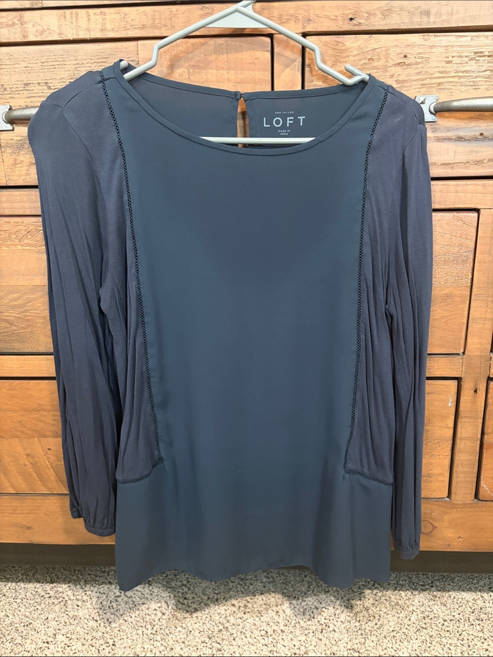 LOFT Slate Blue Long-Sleeve Blouse